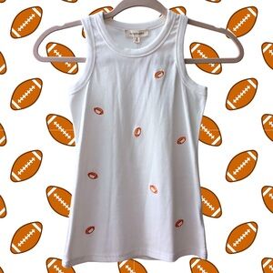 White Tank Top - Orange Footballs